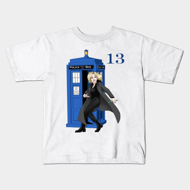 13th Doctor Kids T-Shirt by WickedREDart